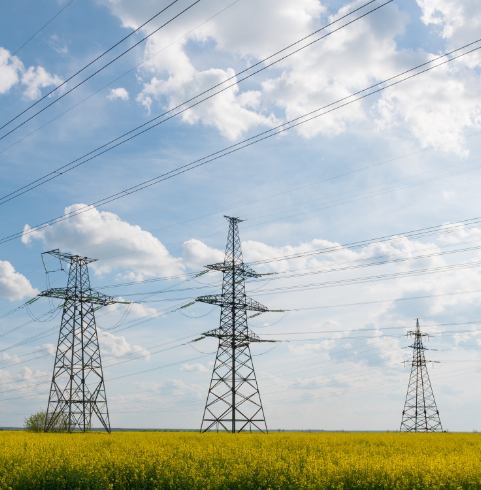 Power lines on field